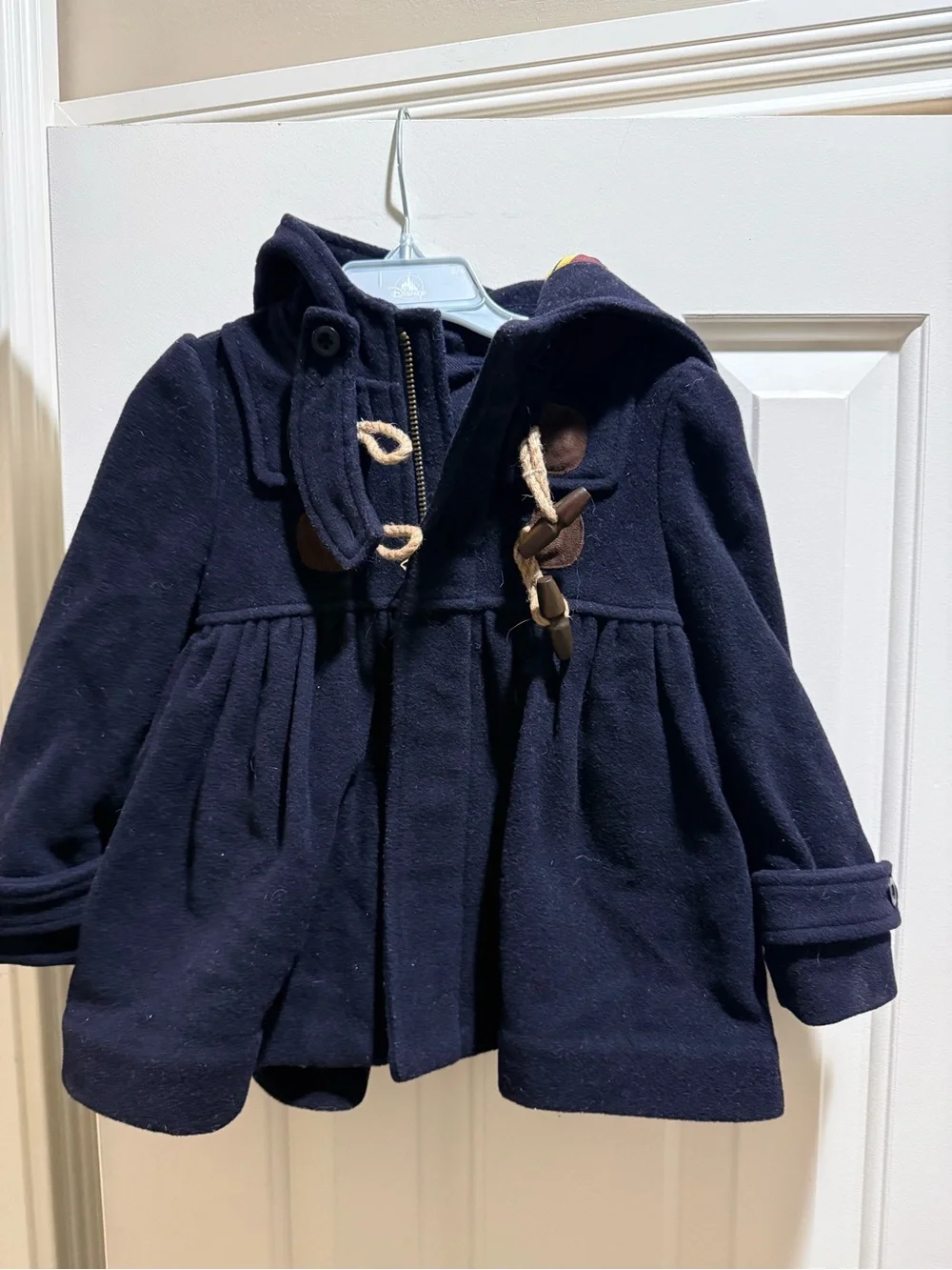 Ralph Lauren Navy Hooded Pea Coat with Toggle Closures